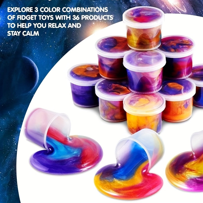 [Christmas Gifts] 36 Pack Galaxy Slime Party Favors For Kids Slime Cup Bulk Stretchy & Non-Sticky, Classroom Reward For Girls Boys Christmas Gifts For Kids Toys For Boys Easter Basket Stuffers, Perfect Christmas Gifts, For Christmas Party And Christmas To