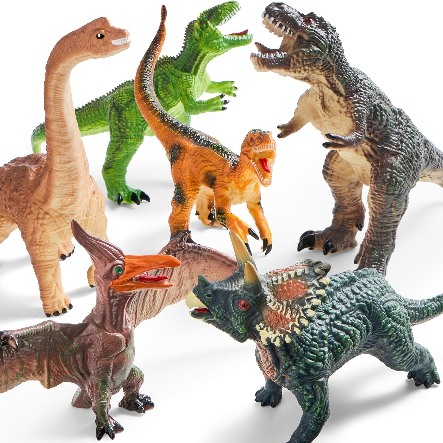 6pcs Large Dinosaur Figures with Educational Book, Jumbo Soft Dinosaur Toys for Toddlers 1+Years Old, Realistic Dinosaur Playset for Kids, Perfect Gift for Boys & Girls, for Christmas Party And Christmas Toys