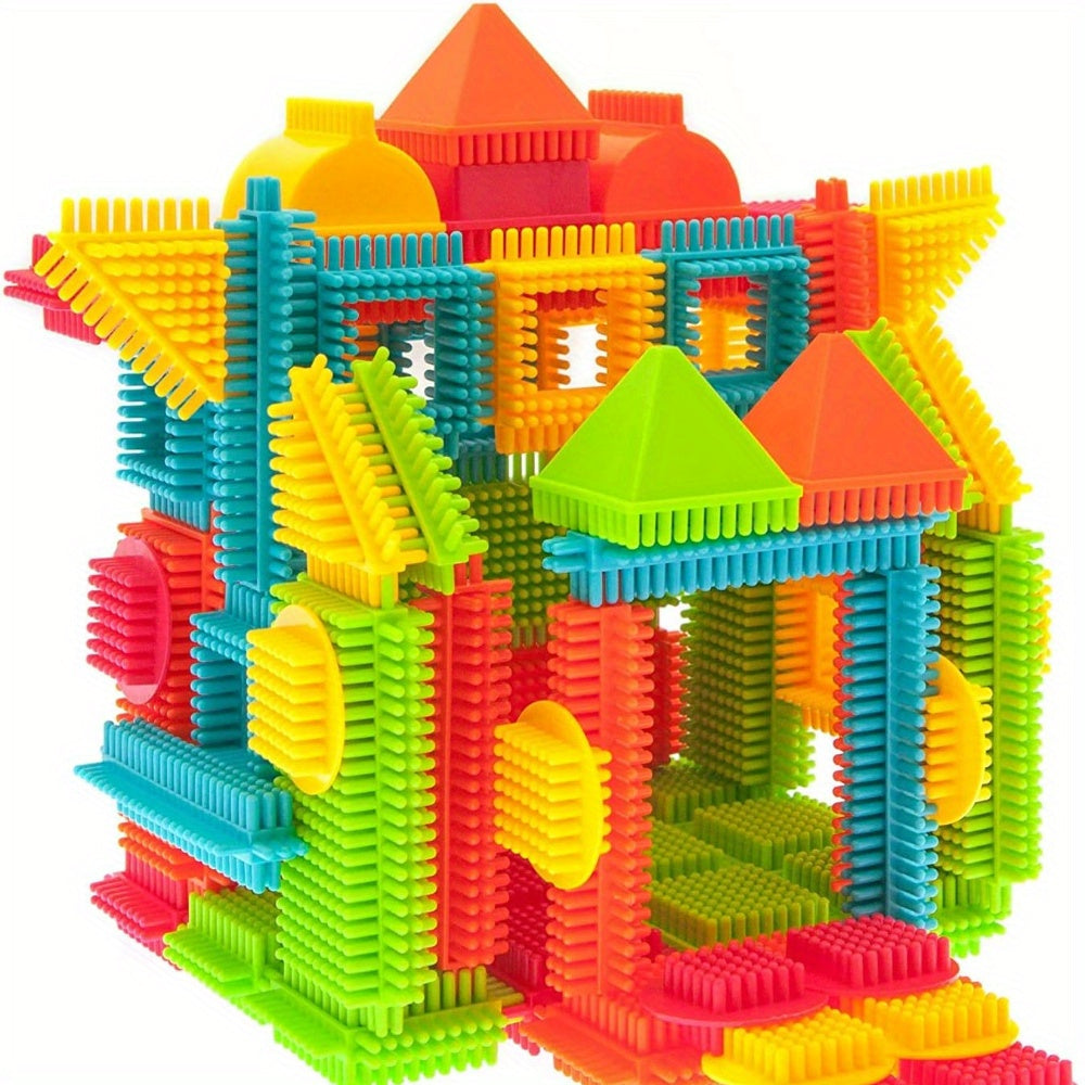 150pcs Hedgehog Building Blocks Tiles Set - Soft Interlocking Bristles Blocks Educational Learning Toys for Preschool Kids - Bristle Shape Building Blocks Toy for Children
