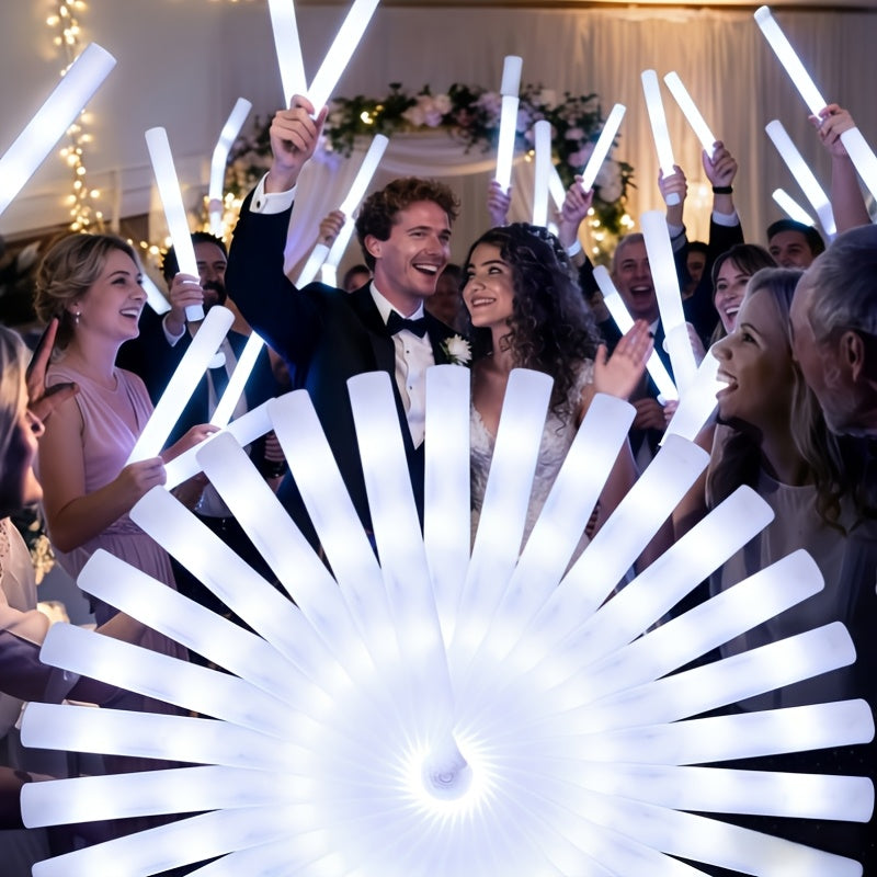 38/60/120-Count White Foam Glow Sticks, Flashing Light Sticks for Party Decorations, Suitable for Christmas, Weddings, Birthday Concerts, Festivals, Halloween, Carnival Parties, As Well As Glow Sticks for Outdoor Camping Lighting, Easter Decorations