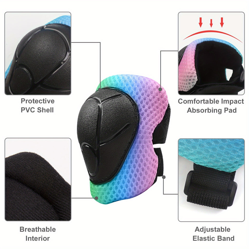 Lightweight Helmets for Children Aged 5 And Above, Suitable for Boys And Girls, Including Protective Gear for Various Sports. This Set Features a Bike Helmet Along with Knee And Elbow Pads for Safety While Cycling