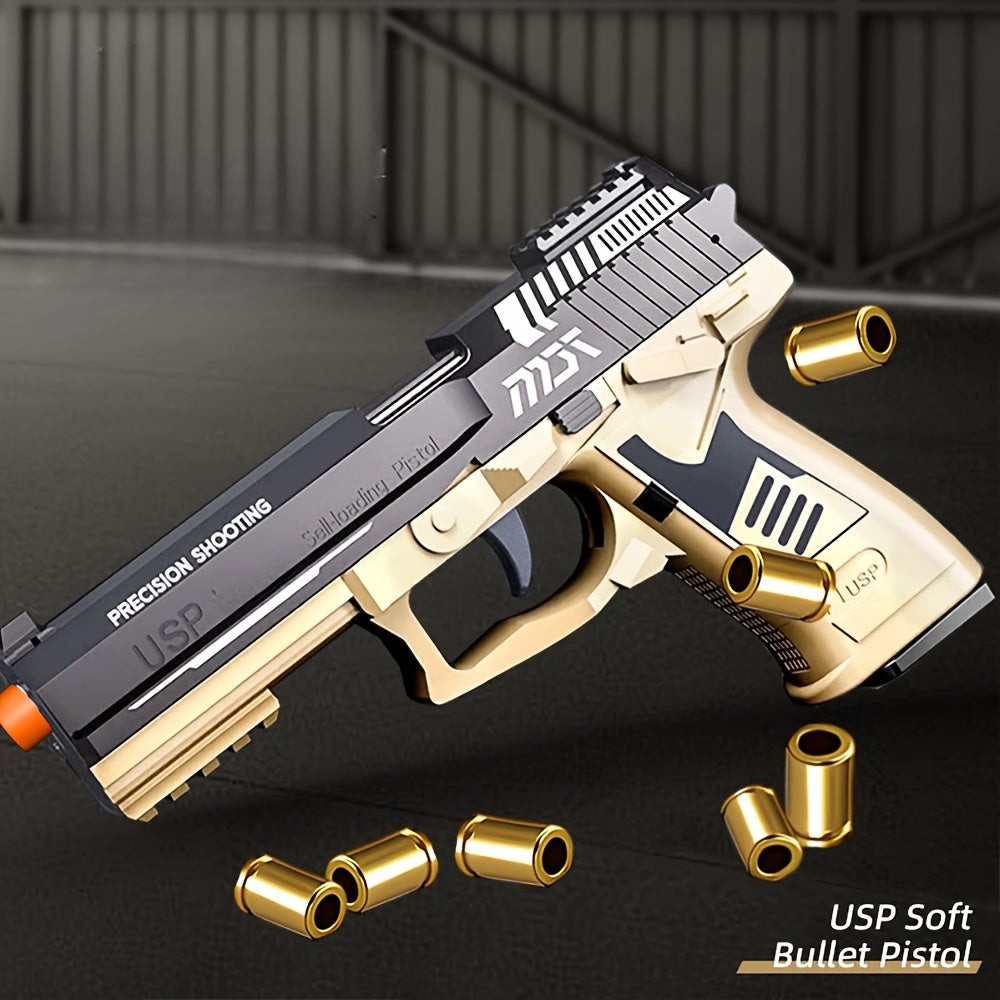 2024 USP Toy Gun Soft Clip Pistol, Continuous Shooting, with Ejecting Shells, Toy Foam Blaster, Cool Rapid-Fire Toy Gun Educational Models, Outdoor Shooting Games, Halloween, Thanksgiving, Christmas, Birthday Gift for Boys Girls