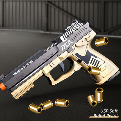 2024 USP Toy Gun Soft Clip Pistol, Continuous Shooting, with Ejecting Shells, Toy Foam Blaster, Cool Rapid-Fire Toy Gun Educational Models, Outdoor Shooting Games, Halloween, Thanksgiving, Christmas, Birthday Gift for Boys Girls