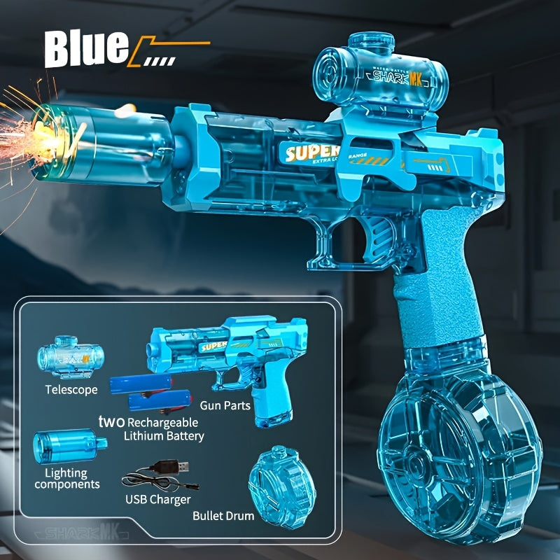 Electric Flame Water Gun, Pulse Jet Squirt Gun with LED Flash And USB-C Charging, 40Ft Long-Range Rapid-Fire Water Blaster, for Kids And Adults, Adult Water Gun for Pool Beach Backyard