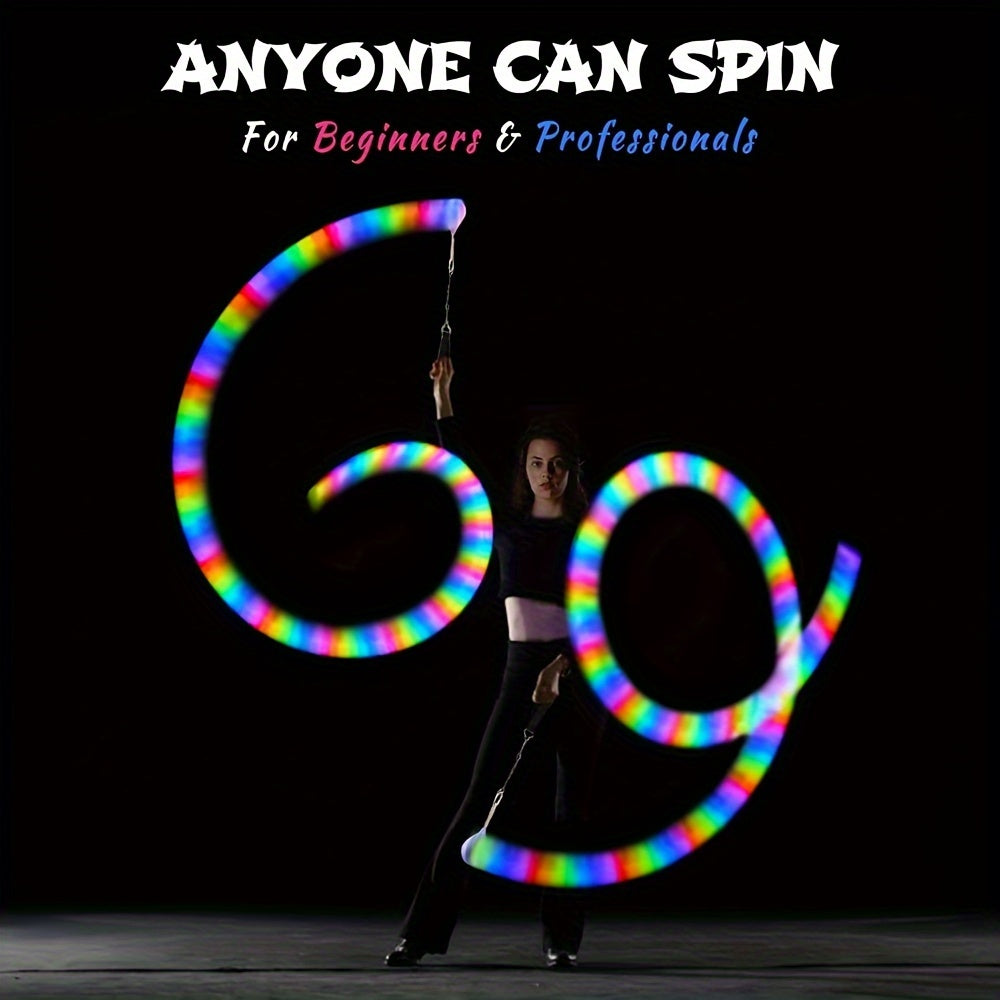 LED Poi Balls-2021 Upgraded Soft Spinning Glow Poi for Beginners And Professional Rainbow Fade And High Strobe Spinning LED Glow Balls Light Up Balls 1x Pair Glow Poi Balls