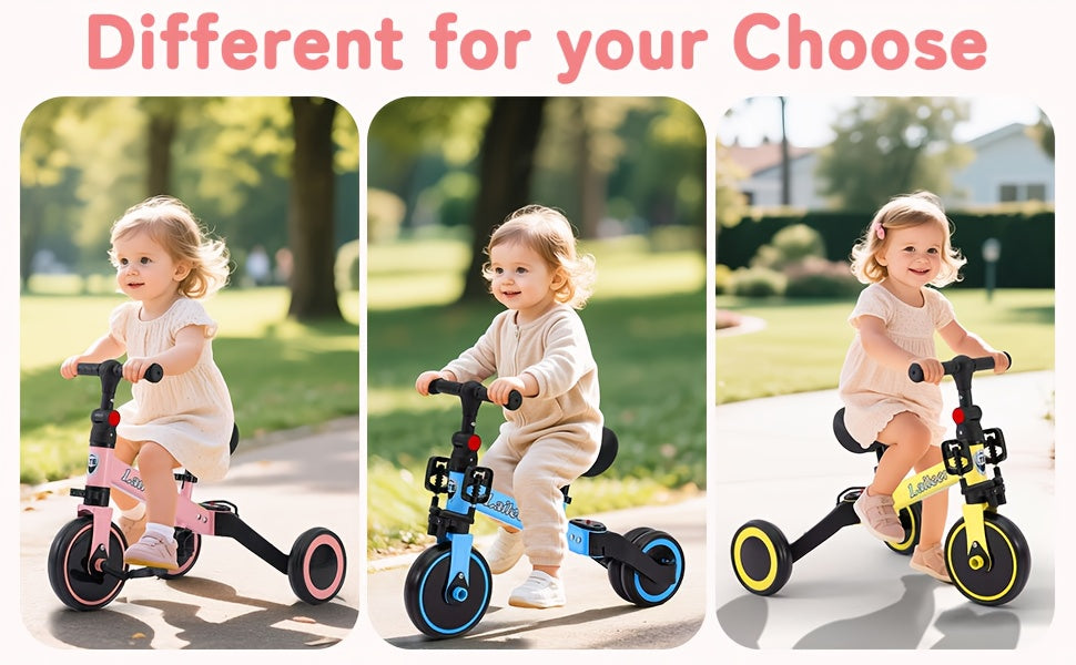 [3-In-1 Bike & Trike] Winfire 3-In-1 Toddler Balance Bike And Convertible Trike for Kids 2, Adjustable Bike with Foldable Rear Wheels, Removable Pedals, Kids Tricycle And Balance Bike Combo