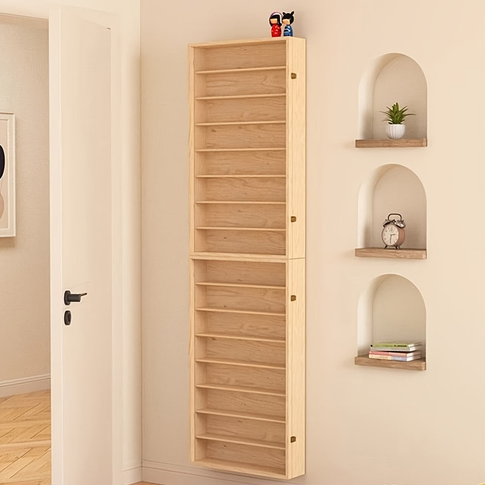 6-layer Simple Solid Wood Wall-mounted Figurine Collection Box, Floor-standing Or Wall-mounted, Transparent Storage And Display Cabinet, Acrylic Doll Display Box, Wall-mounted Shelf, Space-saving Design
