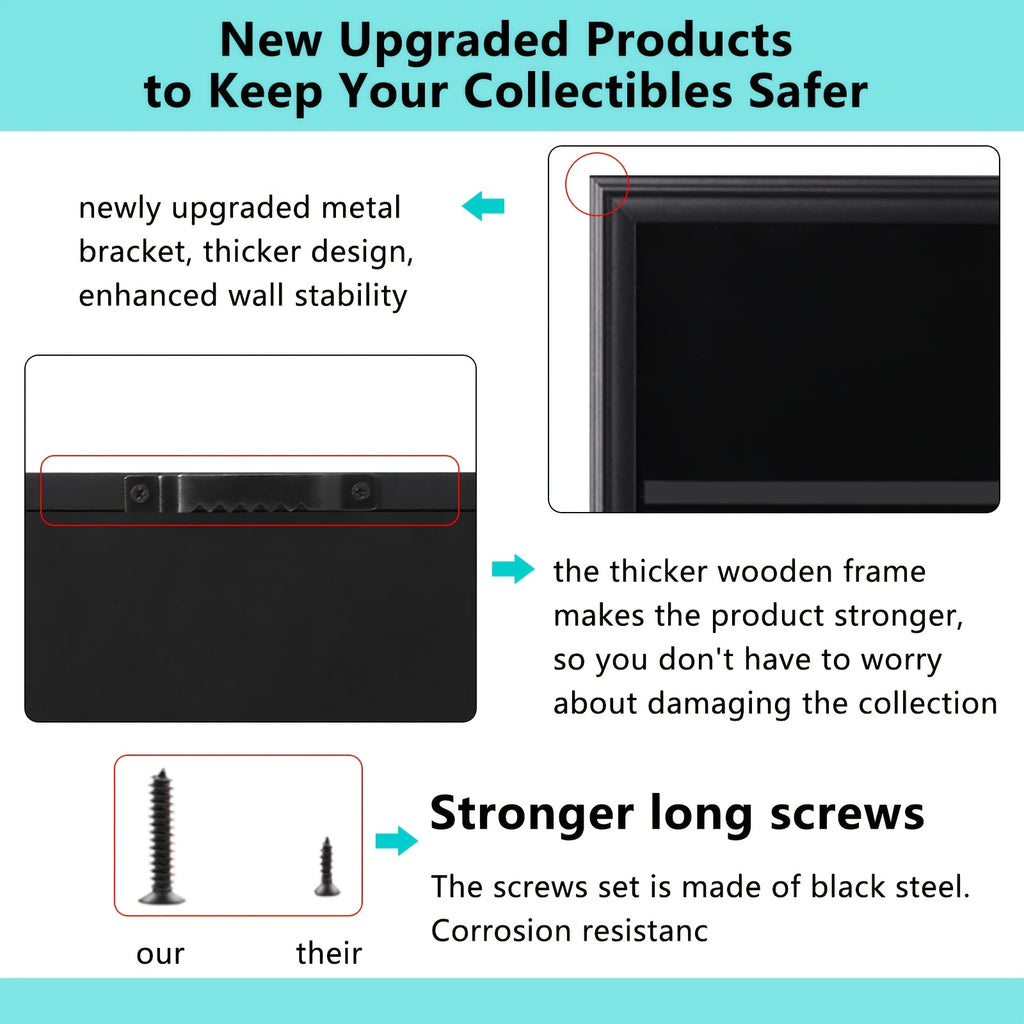 KCRasan 36 Graded Sports Card Display Case - Baseball Card Display Case Lockable - Collection Card Display, Wall Display Frame for Basketball Football Hockey Trading Cards with UV Protection Acrylic