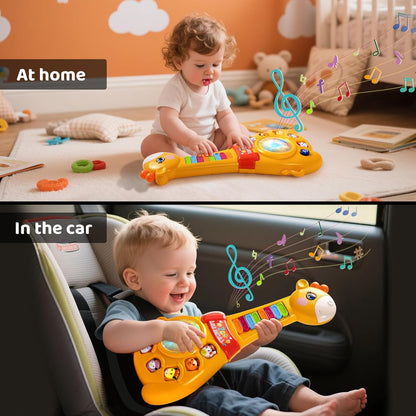 Toddlers Giraffe Guitar Musical Toys for 1+ Year Old Boy/Girl, 1st First Learning Educational Gift for Toddlers, Multiple Modes with Piano Keys, Animal Sounds, Musical, Baby Toys 12 Months, Birthday Gifts for One Year Old Boys/Girl, Infant Touch