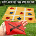 Tic Tac Toe Game Set Bean Bag Toss Game Outdoor Tic Tac Toe Cloth with Bean Bag Drawstring Storage Bag Yellow Ground Nails for Adult Family Camping Indoor Outdoor Game Supplies, Christmas Party Game Supplies, Christmas/Thanksgiving Gifts