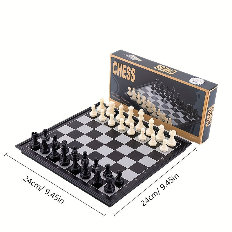 9.4 in Magnetic Chess Set Folding Portable, Travel Game for Inches Foldable Magnetic Chess Set, Travel-Friendly Educational Toy for Kids Adults, Interactive Games, Minimalist Chess