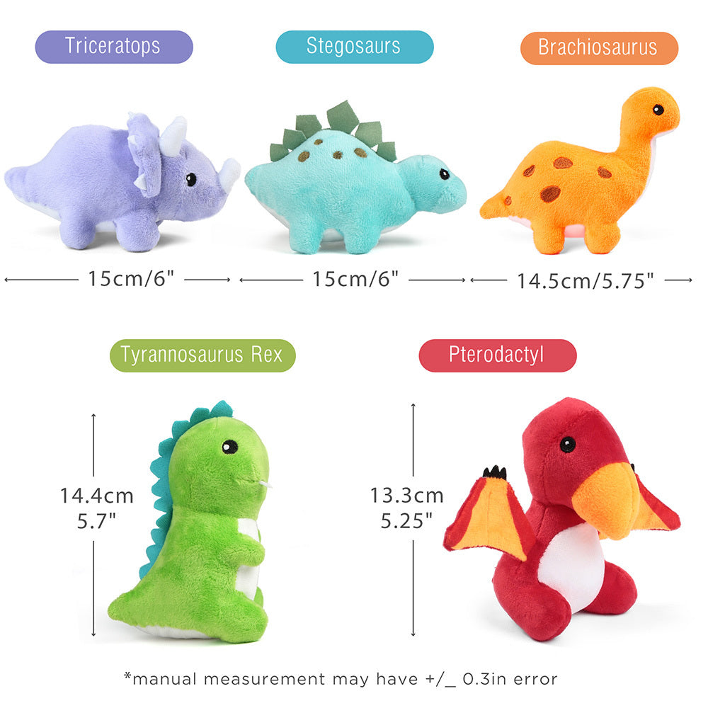 Dinosaur Stuffed Animal, 5 Pack Small Dino Plush Toys and Egg Bag Set, Plushies for Baby Kids Toddlers, Christmas Gift