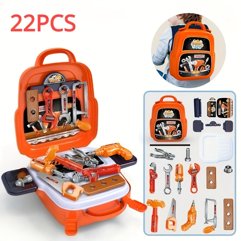 A 22pcs Toy Backpack Set Designed for Boys, Featuring Pretend Home Repair Tools. Perfect for Christmas And Halloween Gifts, on for Toys