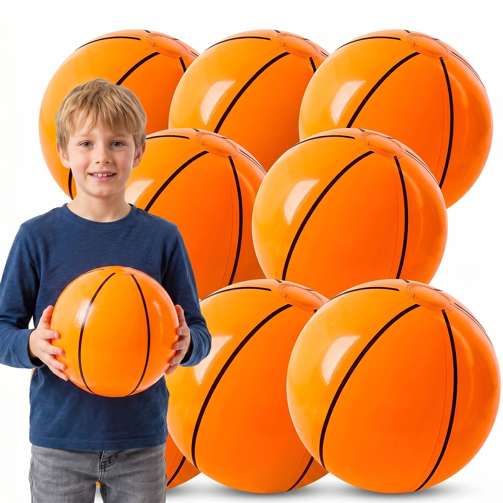 8pcs Inflatable Basketballs, 12 Inch Basketball Beach Ball for Party Decoration, Birthday Decorations, Pool Ball Party Favors, Basketball Goodie Bag Favors, Great Choice Of Games for Father's Day Gatherings, Poolside Fun, Game Night, Festive Balloons