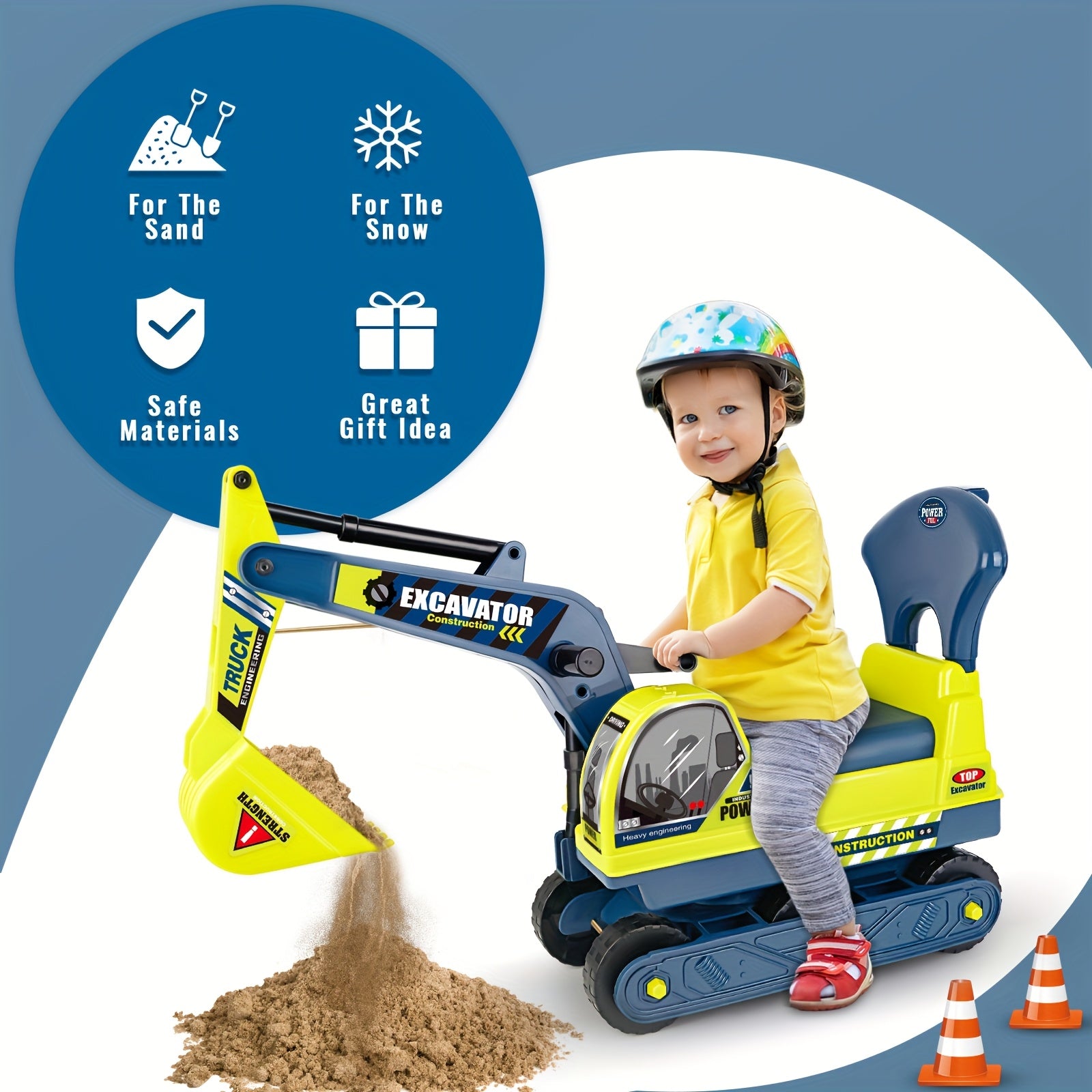 [Holiday Gift Birthday Gift] Large Ride-On Engineering Vehicle Toy - Manual-Powered Beach & Indoor Play, Ride On Toys Design Gifts with Safety Bumpers, Durable Construction Truck-Holiday Gift & Sturdy Build Quality Ages 3 4 5 6 +, Perfect Birthday Gift To