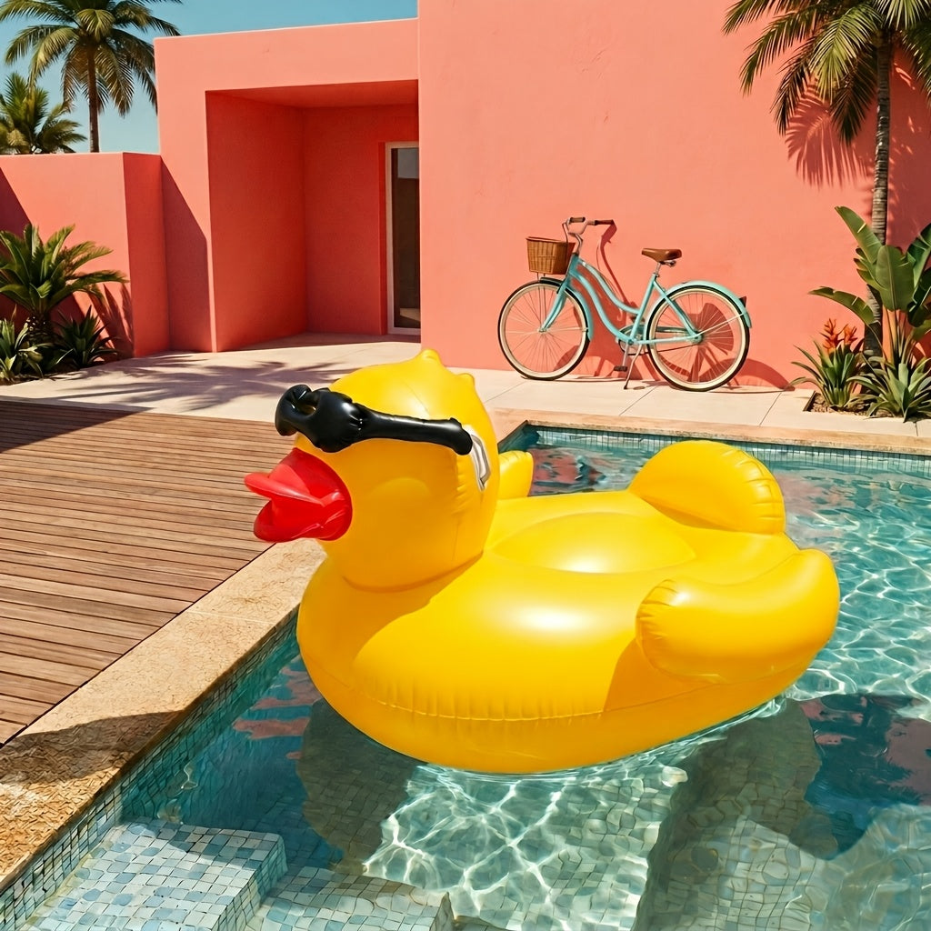 Oversized Duck Pool Float For Adults, 67-Inch XXL Inflatable Raft With 16 Inch Beach Ball, Swimming Pool Ride-On Rafts, Water Lounger Floats For Outdoor Lake, River, Beach, Pool Gatherings, Blow Up Floaties Summer Party Decoration(Holds Up To 300 Po