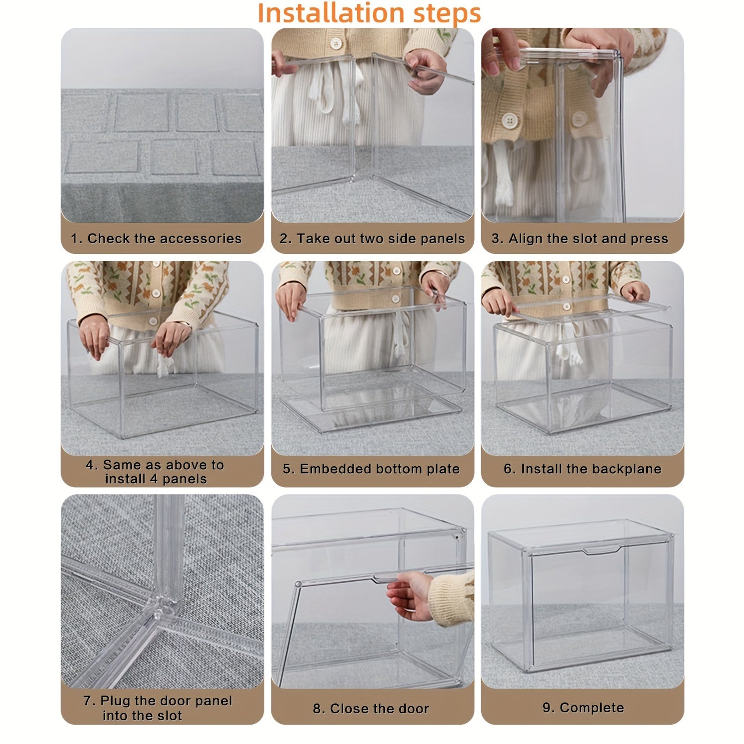 3pcs Clear Display Case Dustproof Storage Bins Containers Organizer Bag Show Box For Collectibles/ Car Model