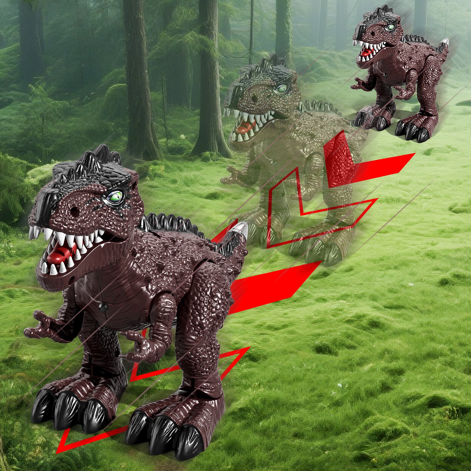 Set of 3 Electric Dinosaur Toys Featuring Sound, Light, And Walking Functions, Perfect Gift for Boys Aged 3 to 7, an Interactive Moving Dinosaur Toy Collection
