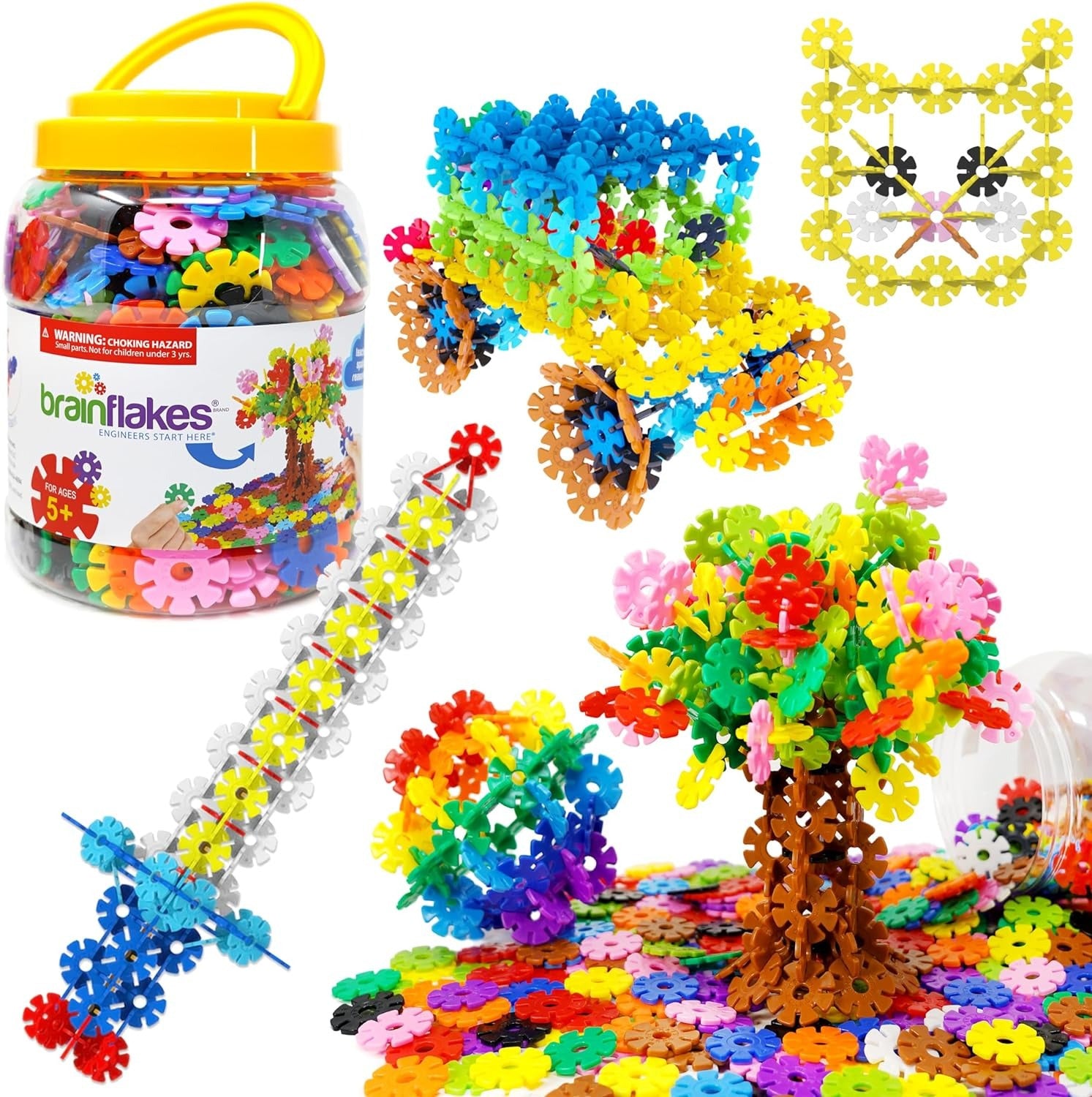 VIAHART Brain Flakes 500 Piece Interlocking Plastic Disc Set - A Creative and Educational Alternative to Building Blocks - Tested for Children's Safety - A Great STEM Toy for Both Boys and Girls!