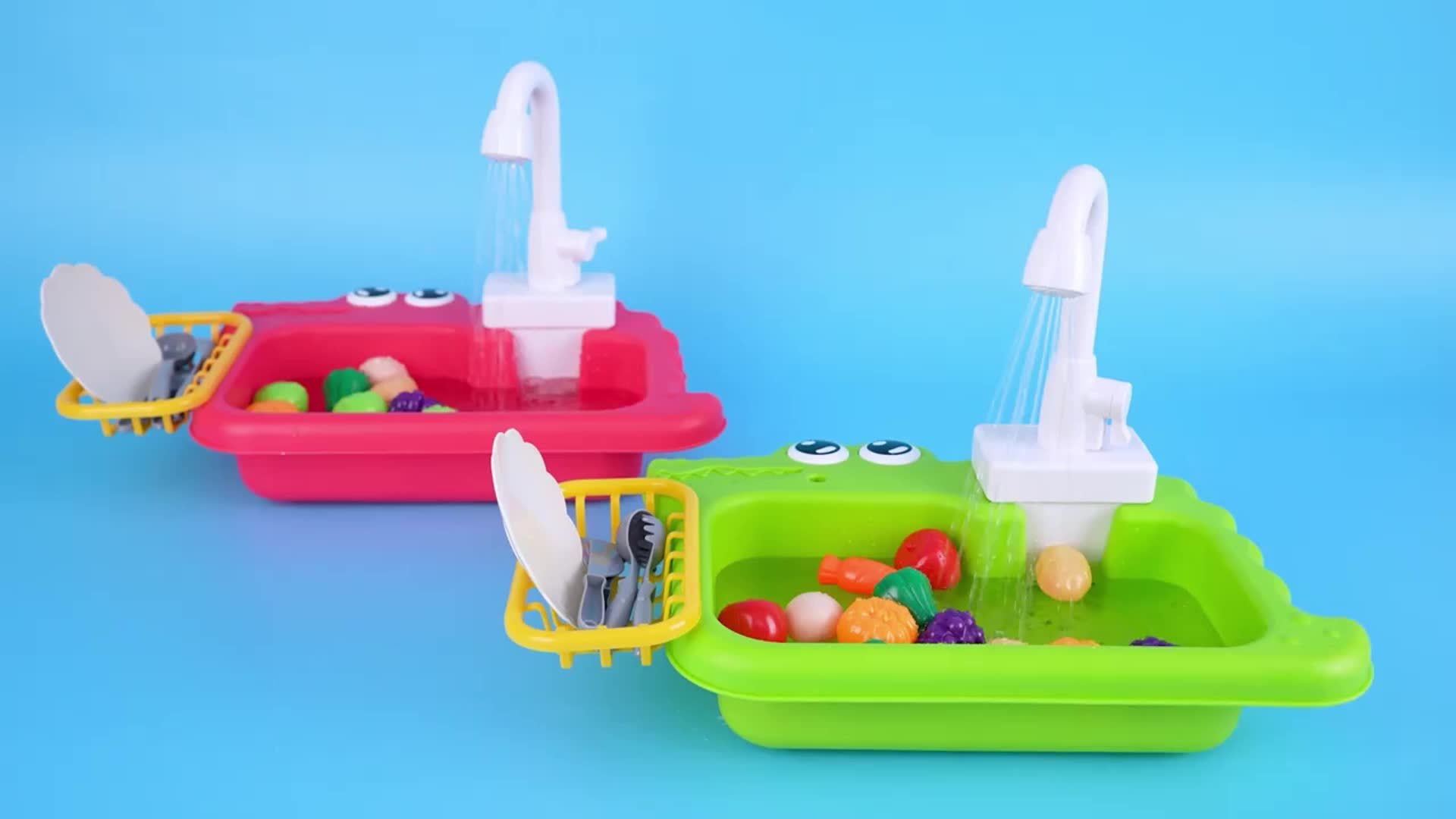 Mini Sink Toy, Play Sink with Running Water, Automatic Water Cycle System, Kids Pretend Role Play Dishwasher Toys for Boys And Girls