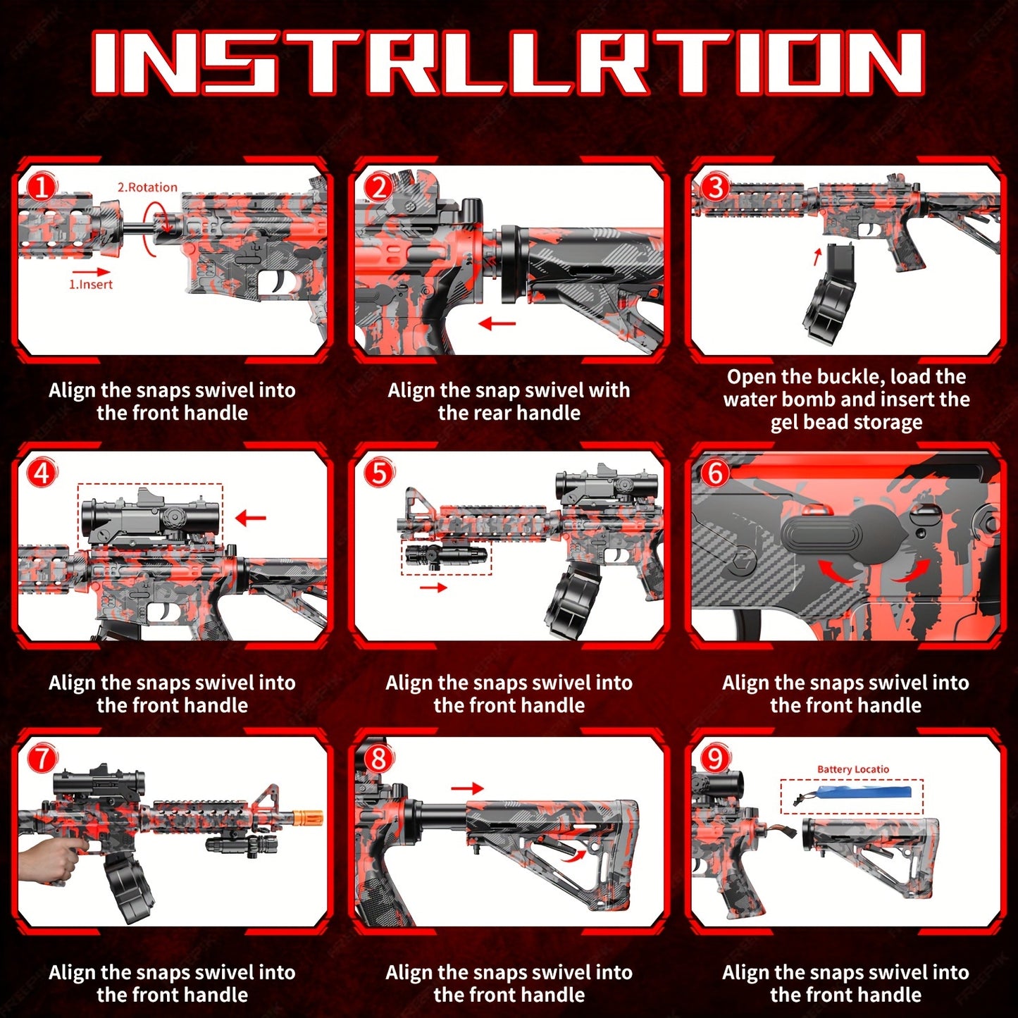 Large Blaster with Drum, Automatic Dual Mode Blaster, for Outdoor Activities -Perfect for Outdoor Team Games & Christmas Gifts, Black And Red
