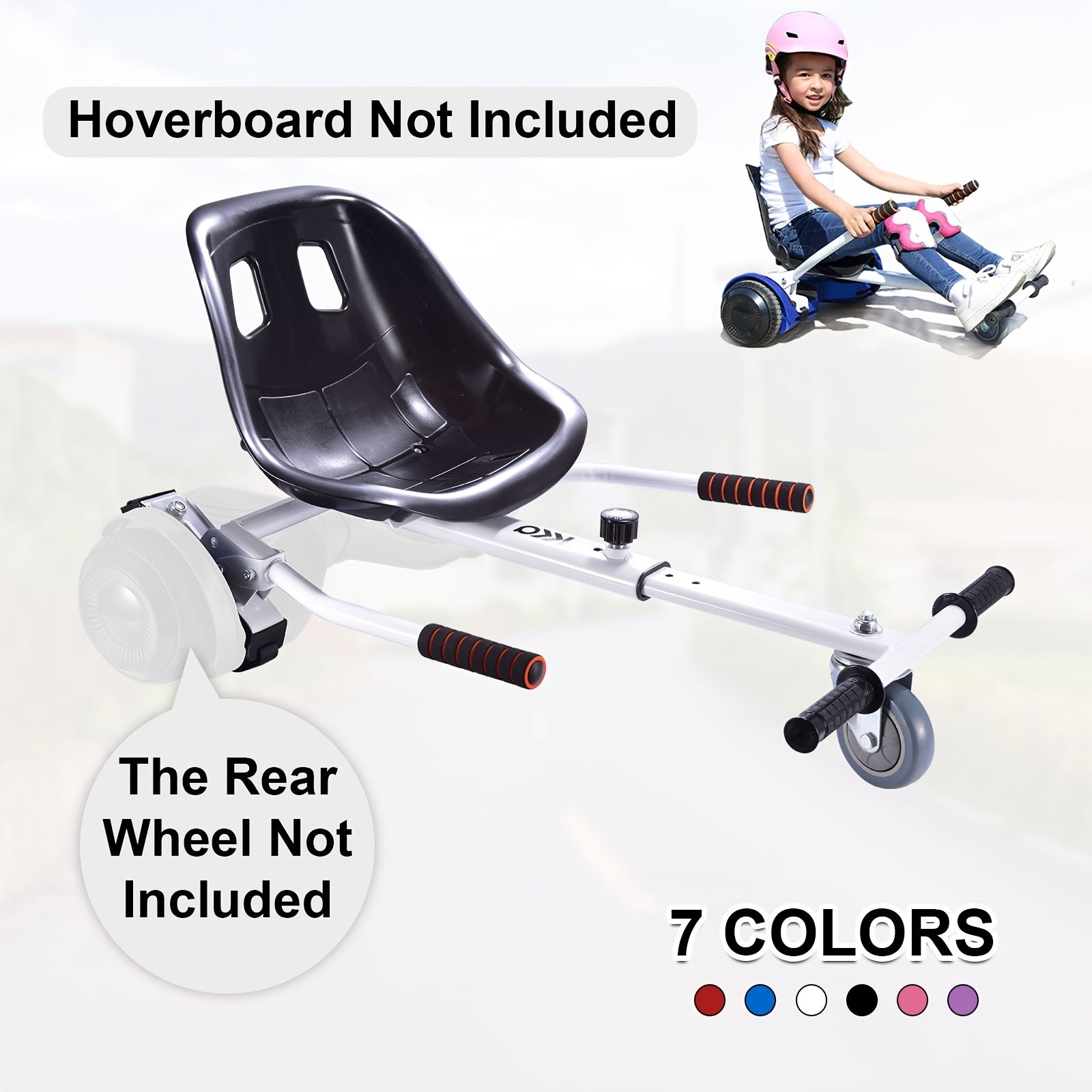 1pc Hoverboard Seat Attachment, Hoverboard Go Kart Toys for Kids Christmas Gift, Hover Carts for Self Balancing Scooter with Off-road Tire And Shock Absorber[Hoverboard And The Rear Wheel Not Included].