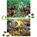 Double Sided Jigsaw Puzzles 100pcs for Kids 3-8, Jungle Animal Puzzle Toys for Boys Girls Kids Christmas Gifts Birthday Gift, Thanksgiving Day Present
