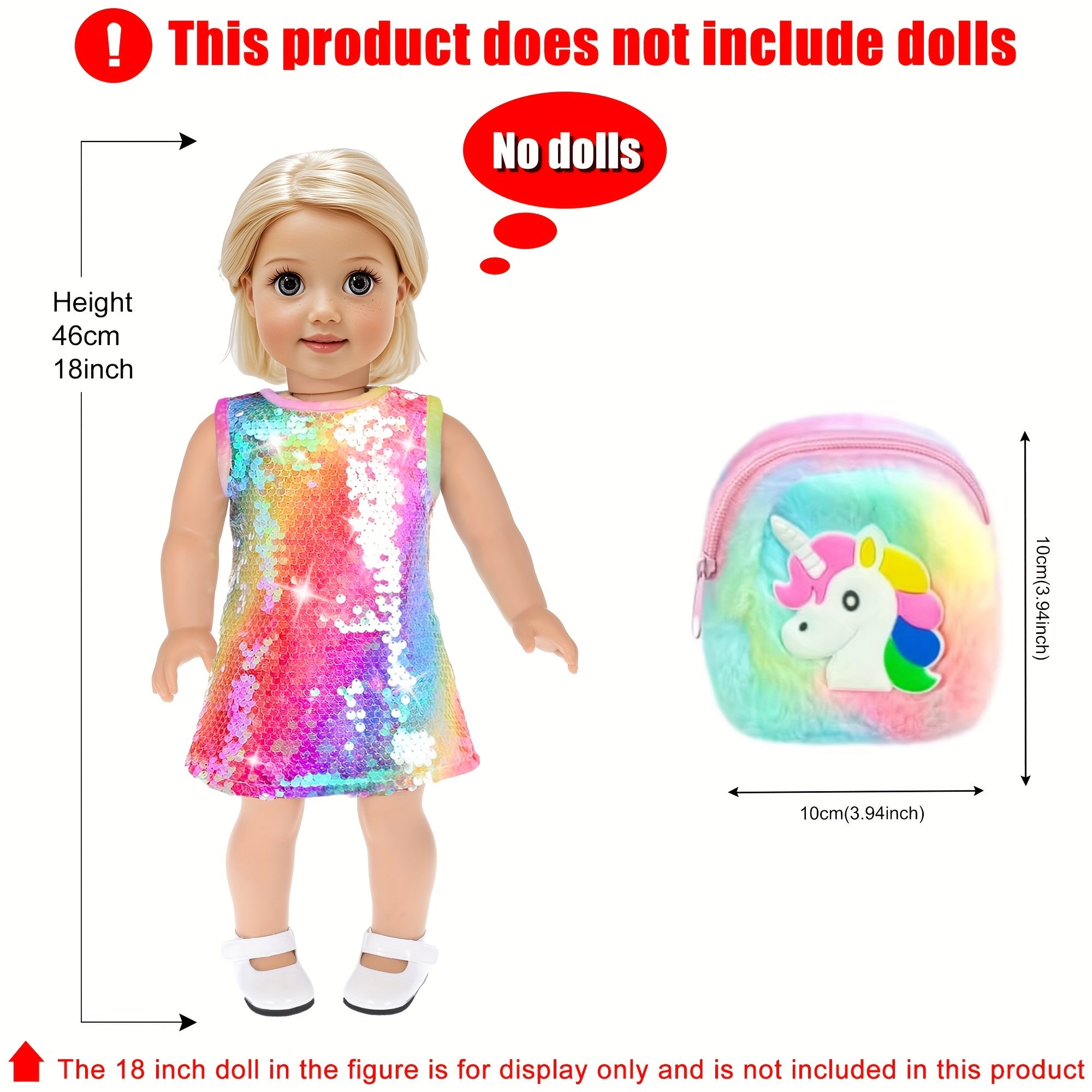 Luggage Travel 24pcs 18 inch Girl Doll Clothes and Accessories School Play Set Include Suitcase Pillow Handbag Dress Glasses Shoes (No Doll)