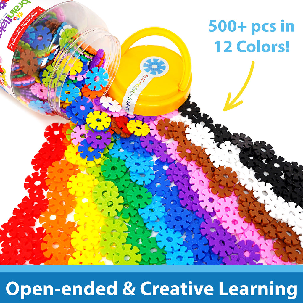 VIAHART Brain Flakes 500 Piece Interlocking Plastic Disc Set - A Creative and Educational Alternative to Building Blocks - Tested for Children's Safety - A Great STEM Toy for Both Boys and Girls!