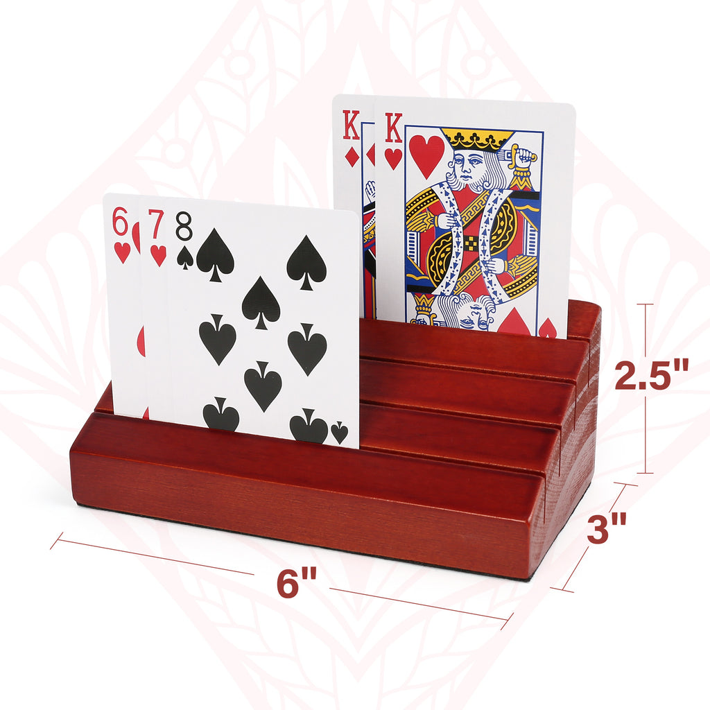 2Pcs Playing Card Holder Wooden Hands Free Cards Holder Rack Organization 4 Slots Durable