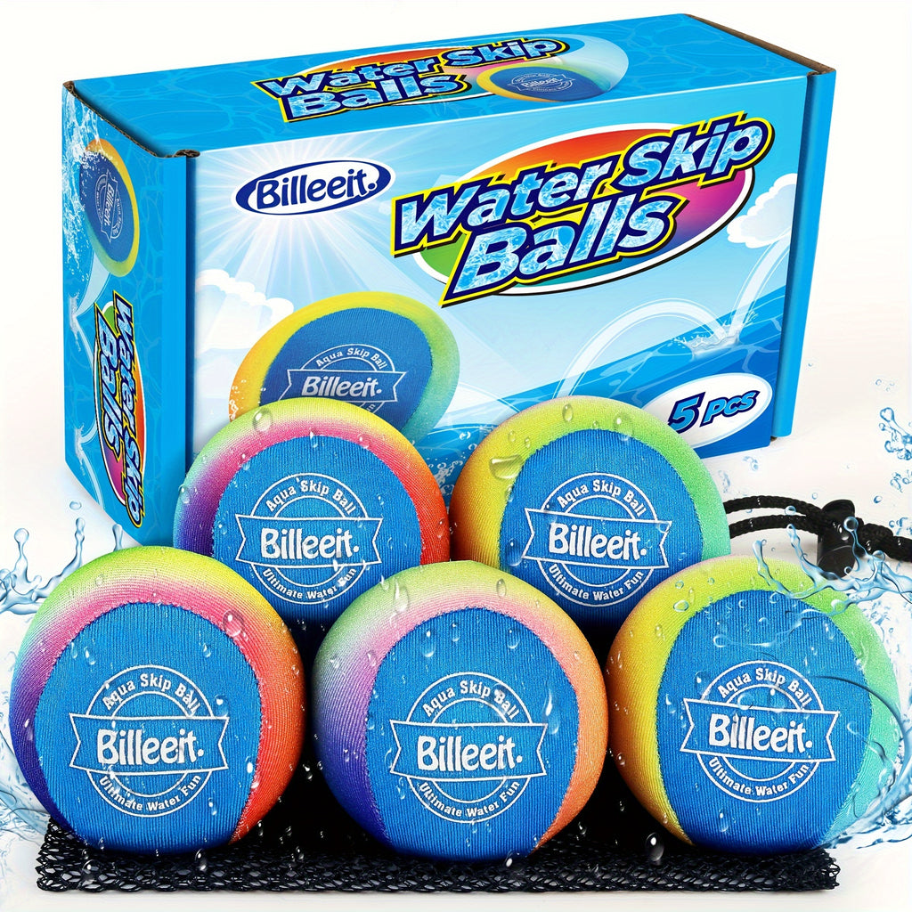 Set of 5 Colorful Water Bouncing Balls Designed for Pool Fun, Complete with a Convenient Mesh Bag, Perfect for Beach Activities And Suitable for Children Aged 3 And Up, As Well As Adults