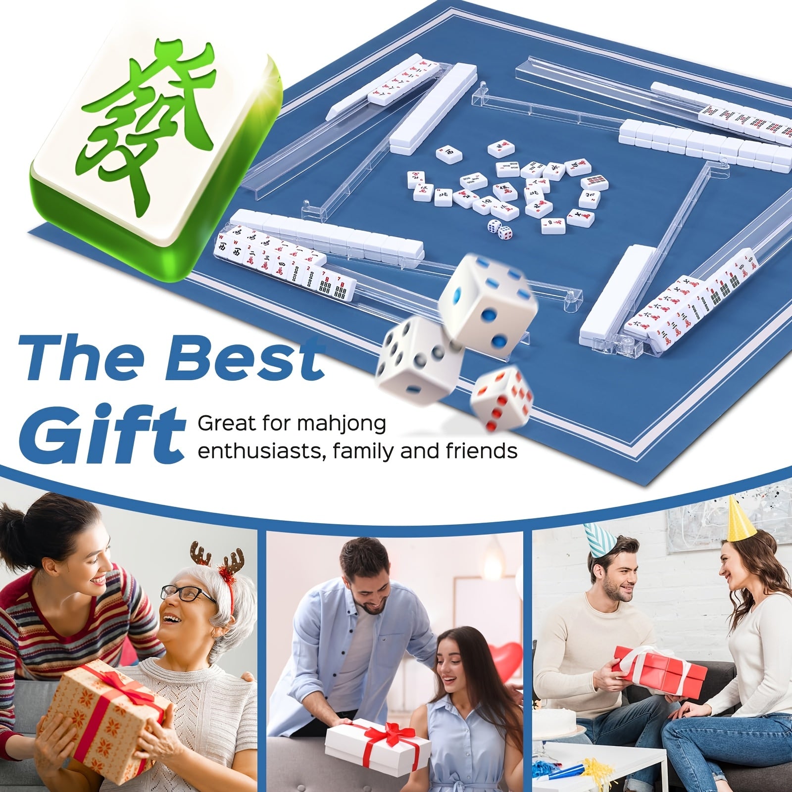 Mahjong All in 1 Tile Rack And Pusher with Bag, Clear Acrylic Mahjong Set, Modern American Mahjong, 4pcs/Set, Built in Pushers, Transparent