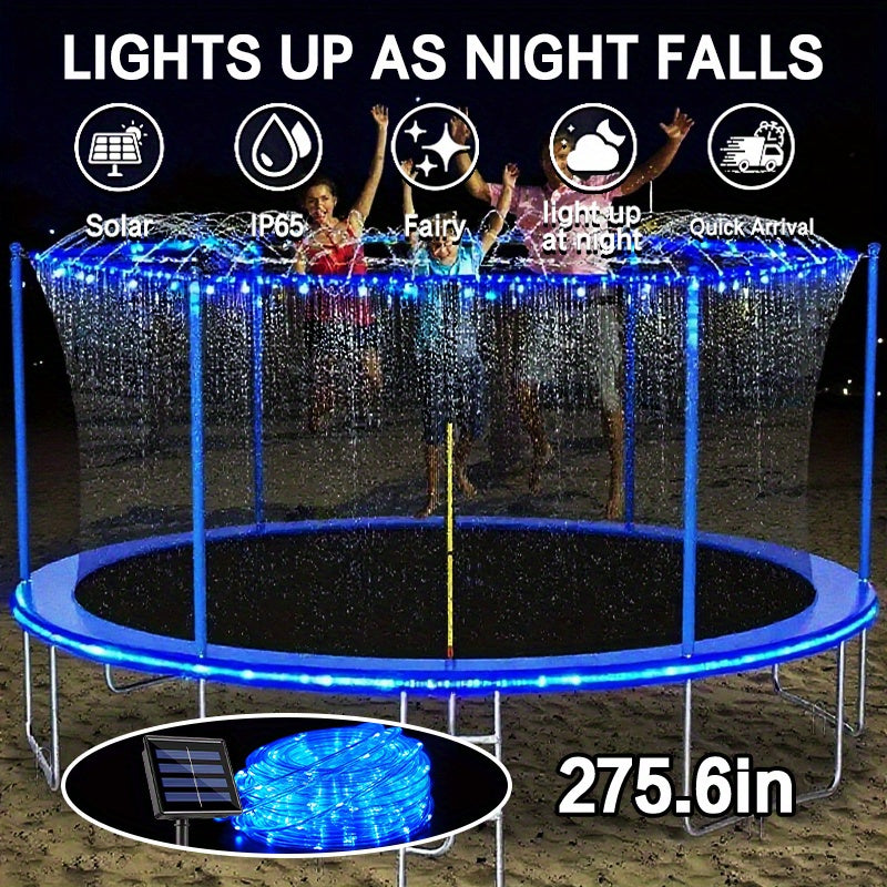 Solar Powered LED Trampoline Lights Colorful, Outdoor Rope Lights, 8 Lighting Modes, IP65 Solar Powered Outdoor Lights for 8-16 Feet Trampolines, Commercial Street And Area Lighting