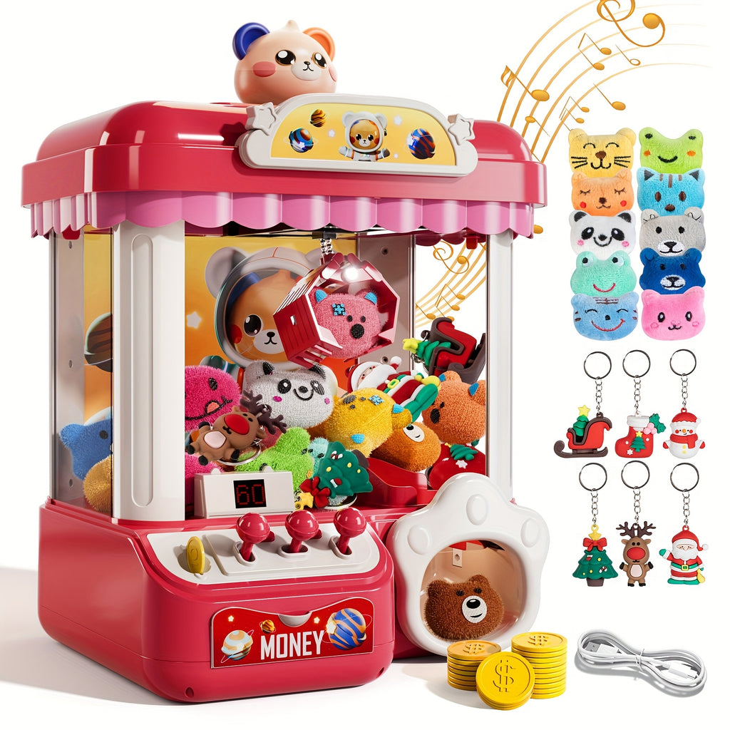 Mini Claw Machine for Kids Toys with Light Music Pink Gift Exercise Hand-Brain Coordination for Children