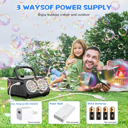 [Double Fan Bubble Machine] 1/ 2 Sets - Party Essential, Atmosphere Bubble Machine, Indoor and Outdoor Children's Toys, Wedding, Birthday, Halloween and Christmas Gifts (excluding Batteries and Foam Liquid), Activities and Entertainment