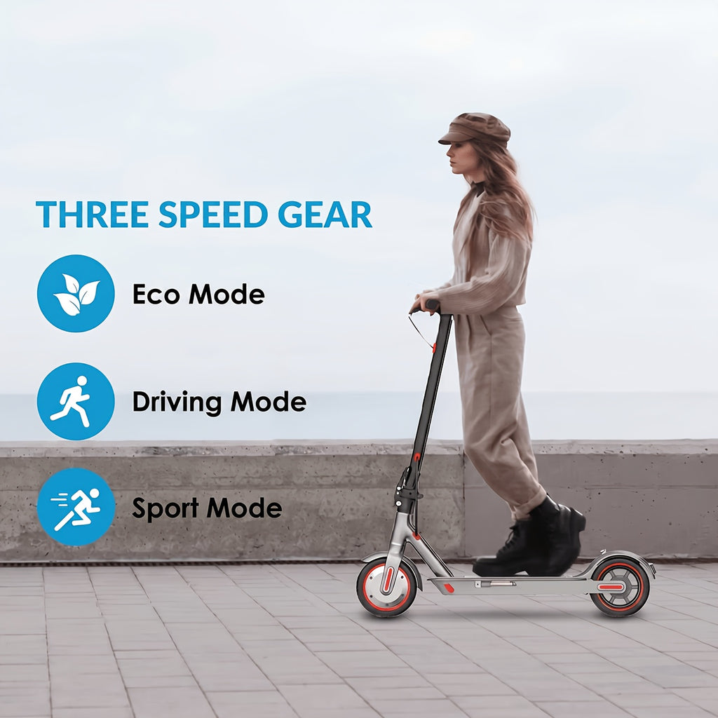 [Foldable Electric Scooter] Long-Range Adult Electric Scooter with a Powerful 350W Motor, Top Speed of 19 Mph, Up to 21 Miles of Range, 8.5-Inch Solid Tires, Foldable Commuter Electric Scooter with APP Control, Dual-Brake System, LED Lights, And Portable