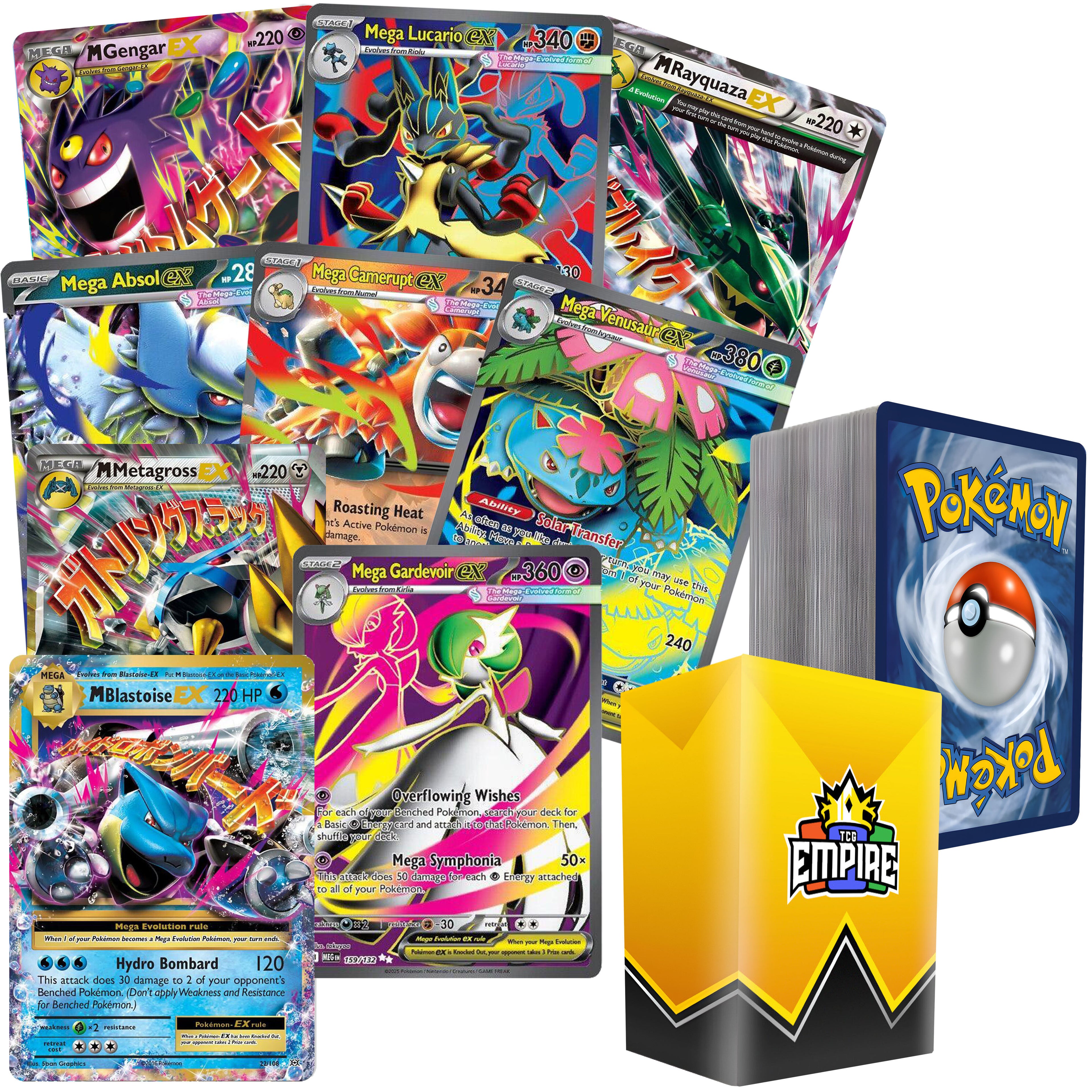Pokemon MEGA EX Battle Bundle | 100+ Pokémon Cards | 1x Guaranteed Mega EX Card | Holos & Rares Included! | Perfect Gift for Kids & Collectors!