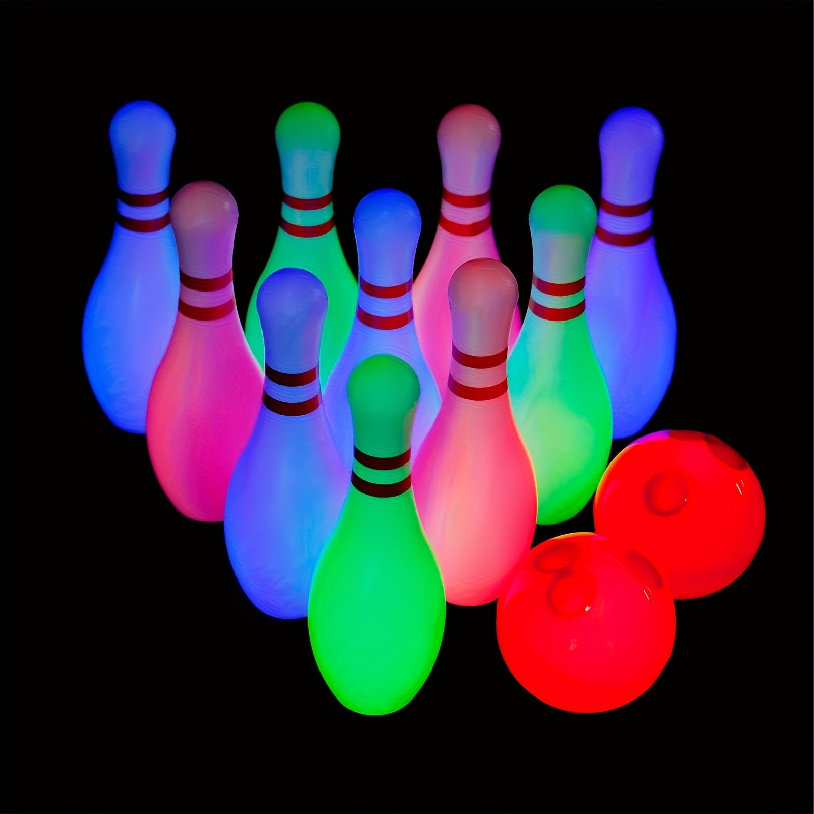 Light Up Kids Bowling Set Includes 10 Pins And 2 Balls, Bowling Pins Toy Set for Kids Games for Boys Girls