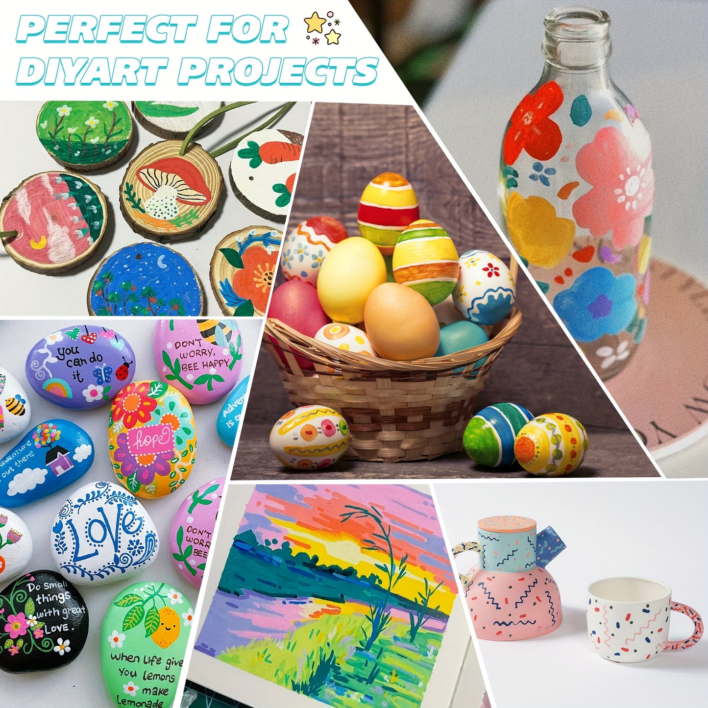TBC The Best Crafts Acrylic Paint Pen -60 Color Waterproof, Non-toxic, Odorless, Suitable For Paper, Pottery, Stones, Backpacks, Glass, Eggs, Fabrics, Plastics, Handicrafts