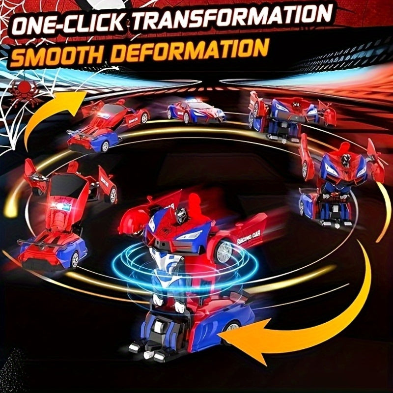 Remote Control Car, One-Button Transform Robot Spider Transformer Toy Car with Cool LED Headlights, 2.4Ghz 1:18 Scale, 360 Degree Rotation Drift, Christmas Birthday Gift for Boys And Girls