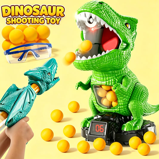 Dinosaur Shooting Game Toy with 12 Bullets Googles And 1 Launcher/ 48 Bullets Googles And 2 Launchers, Movable Dino Shooting Toy with Sound Light And Spray Boys Toys for 3 Ages And Up