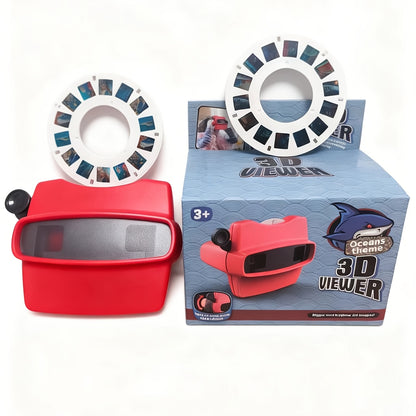 [Educational Viewing Toy] (1 Disc + 1 Machine) With Slides, Children's 3D Sideshow for Kids- an Educational Viewing Toy With Four Themes: Space, Ocean, Animals, and Dinosaurs. Suitable for Children Over 3 Years Old for and Enlightenment. An Interesting Le