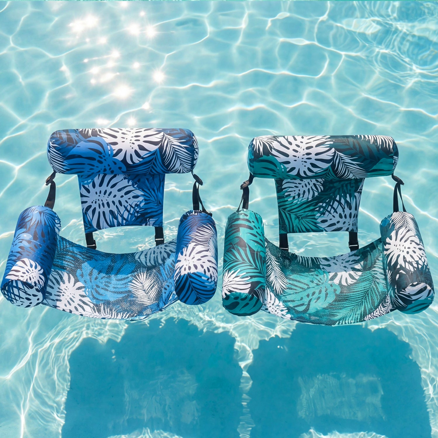 SYNCFUN 1/2 Pack Leaf Design Floating Lounger - Inflatable Pool Chair For Adults, Portable Summer Float For Beach, Lake & Pool Parties
