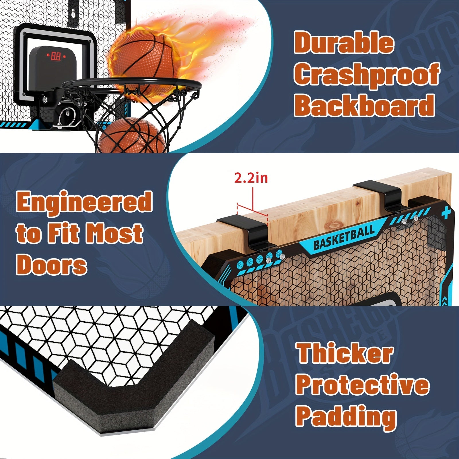 Jovow Basketball Stand Set, Door Basketball Hoop, Suitable for Indoor And Outdoor Play, Features LED Lights And an Electronic Scoreboard, Includes 4 Basketballs, Perfect for Birthday And Christmas Gifts