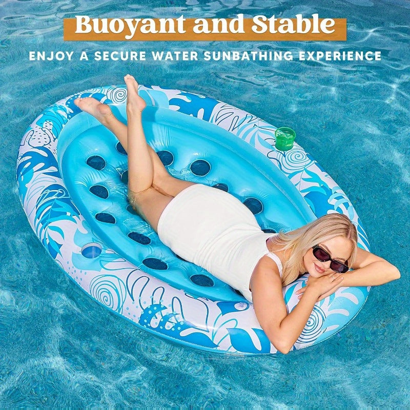 SYNCFUN Inflatable Tanning Pool Floats Adult-Oval Tanning Float Lounger for Adults Raft, Sunbathing Lounge Cool Water Party Games Lake Beach Swimming Pool Sun Tan Tube with Backrest Cup Holders
