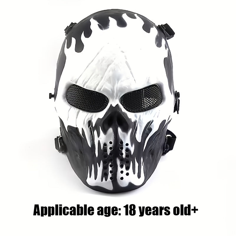 [Halloween Costume] Halloween Skeleton Mask - Black And White Camouflage Design for Ages 18+ Durable Polyester Outdoor Cycling, Suitable for Parties, Cosplay, Themed Events, And Role-Playing Accessories Skeleton-Shaped Mask | Halloween Costume