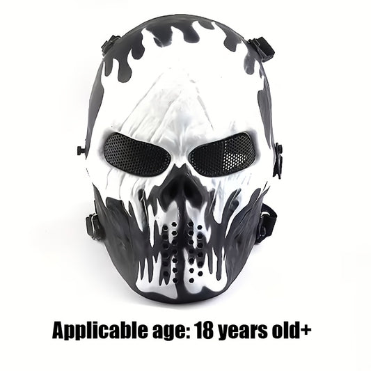 [Halloween Costume] Halloween Skeleton Mask - Black And White Camouflage Design for Ages 18+ Durable Polyester Outdoor Cycling, Suitable for Parties, Cosplay, Themed Events, And Role-Playing Accessories Skeleton-Shaped Mask | Halloween Costume