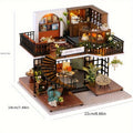 Handmade 3D House Puzzle, Wooden Retro Miniature Building Scene Model House, Exquisite Birthday Gift Festival Gift No Glue/Battery Required