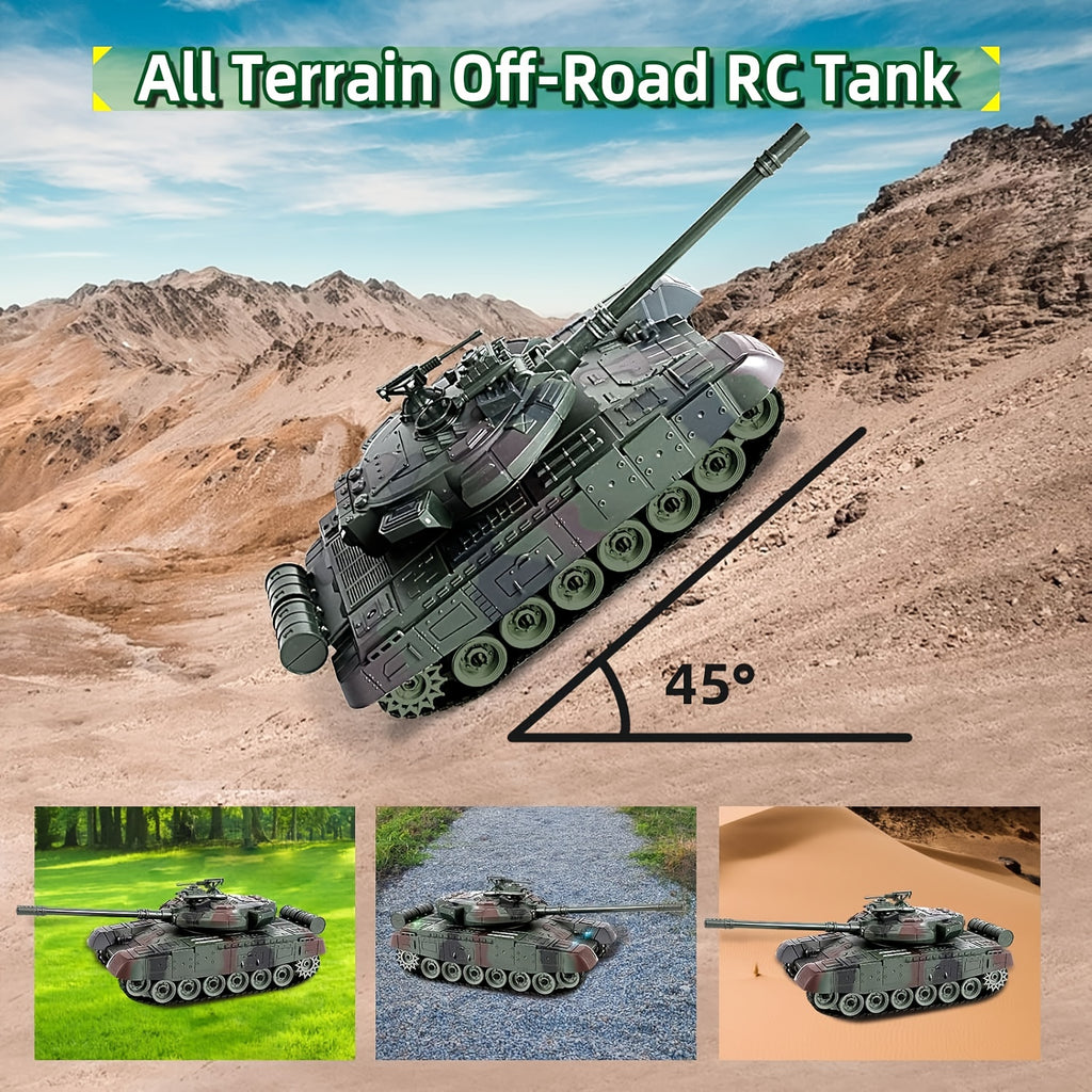 All-terrain RC Tank Vehicle, 2.4GHz Remote Control Model, With Strong Climbing Ability, All-terrain Off-road Armored Vehicle, Military Simulation War Vehicle, Cool Toy, It Is The Best Birthday Gift For Boys Over 6 Years Old