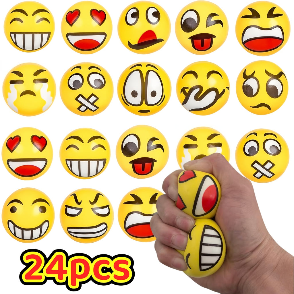 [Stress Relief Toys] 24pcs Mini Squeeze Balls With Random Facial Expression Designs Novelty Stress Relief Toys Fun And Wacky Hand Pressed Popping Toys Ideal For School Carnival Prizes Student Rewards Party Favors And Holiday Giveaways